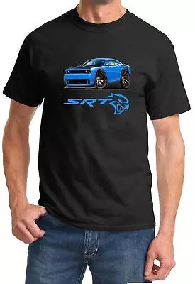 Challenger SRT Hellcat Classic Blue Muscle Car Design Tshirt NEW • $20