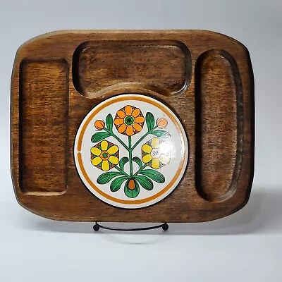 Vintage HIMARK Retro Flower Wood Charcuterie Board Cheese Snack Buffet Tray MCM • $22.79