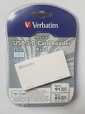 Verbatim Card Reader USB 3  CF SD MicroSD White 64901 • $19.85