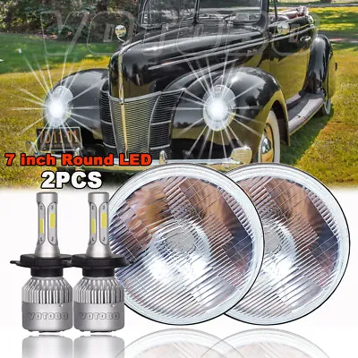 Pair For Ford Deluxe 1939-1951 7  Inch Round LED Headlights Lamp Housing New • $89.99