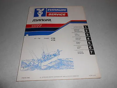 1977 4 Hp Johnson Outboard Motor Repair & Service Manual Evinrude 4hp  • $22