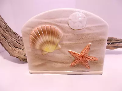 Vintage Otagiri Beach And Seashells Notepad And Pen Holder Beige Office Desk • $8.99