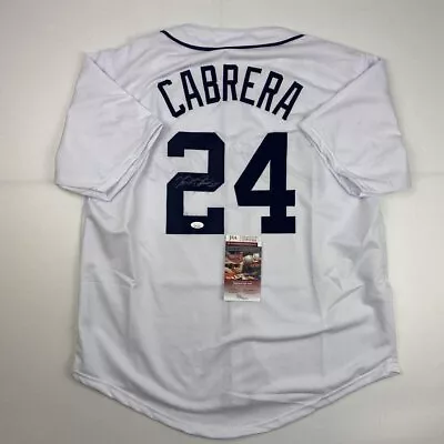 Autographed/Signed Miguel Cabrera Detroit White Baseball Jersey JSA COA • $299.99