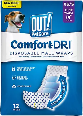 OUT Pet Care Disposable Male Dog Diapers | Absorbent Male Wraps With Leak Pro.. • $5.99