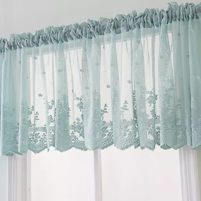  Cafe Curtain Lace Valance Window Sheer Net Voile Short Panel Kitchen Home Decor • $15.99