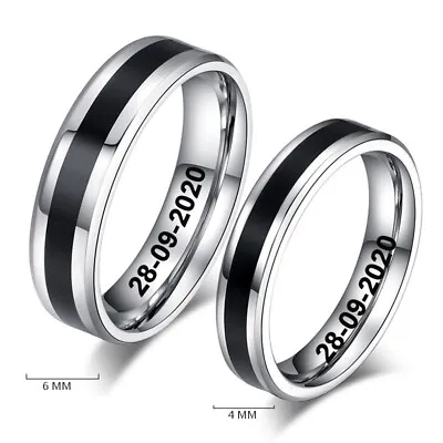 Personalized Engraved ID Name Couple Lover Wedding Ring Eternity Promise Silver • £5.88