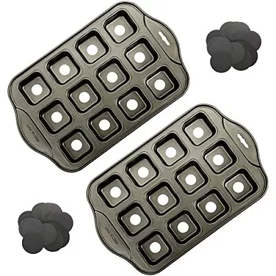 2 Pack 12 Cavity Mini Cheesecake Pan With Removable Bottom Brownie Pan Square... • $32.94