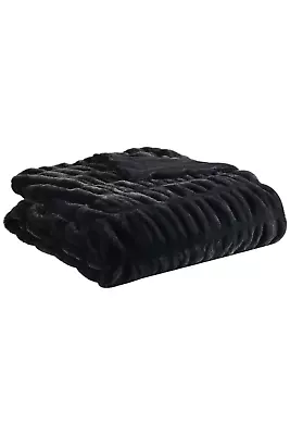 Dennis Basso 30th Anniversary Faux Fur Throw Black Mink • $57.99