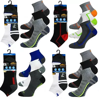 3 6 12 Pairs Mens Trainer Liners Ankle Socks Sports Cushioned Cotton Size 6-11 • £11.99