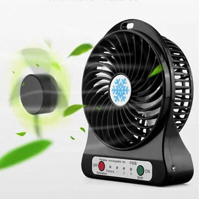 £6.65 • Buy 3000mAh Rechargeable Mini USB Desk Fan Portable Quiet 3 Speed Table Cooling Fan