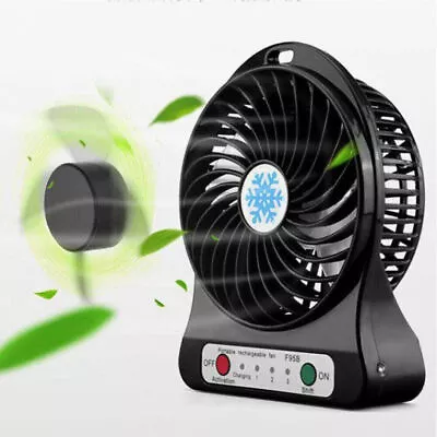 3000mAh Rechargeable Mini USB Desk Fan Portable Quiet 3 Speed Table Cooling Fan • £6.65