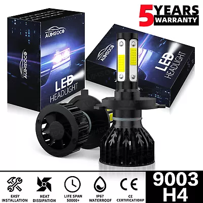 9003 H4 HB2 LED Headlight Bulbs Kit High/Low Beam Combo Super Bright White Pair • $29.99