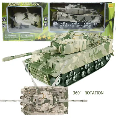 Radio Remote Control Military Army Battle Tank With Light Sound Christmas Gift • $29.99