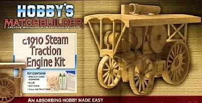 Steam Traction Engine Kit C.1910 Matchstick Model Kit Hobby's Matchbuilder - NEW • £23.50