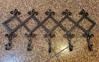 Metal MCM Vintage 5 Hook Wall Hanger Coat Hat Key Rack 22x11 Mid Century Modern • $24