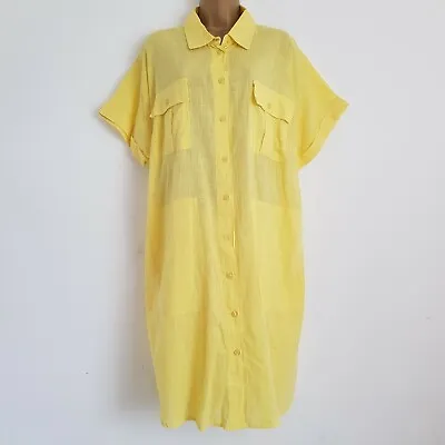 NEW Ex ULLA POPKEN 18-28 Pure Cotton Longline Tunic Shirt Dress Top Yellow • £16.95