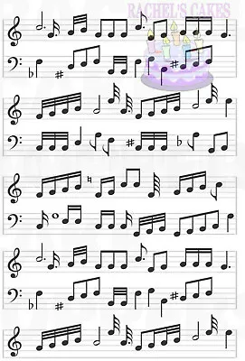 Music Notes Sheet Edible Cake Topper Decoration On A4 Icing Sheet • £4.95