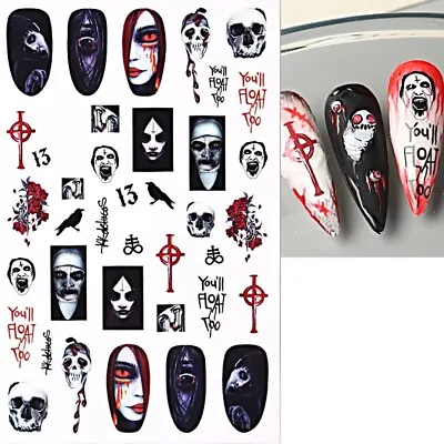 Nail Art Stickers Decals Halloween Skull Goth Gothic Witch Magpie Dracula 956 • £2.65