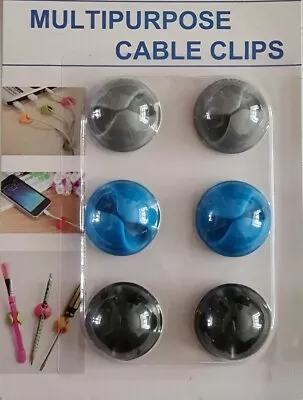 6X Cable Holder Desk Wire Organiser Clip For Mobile Phones Laptops Computers • £14.99