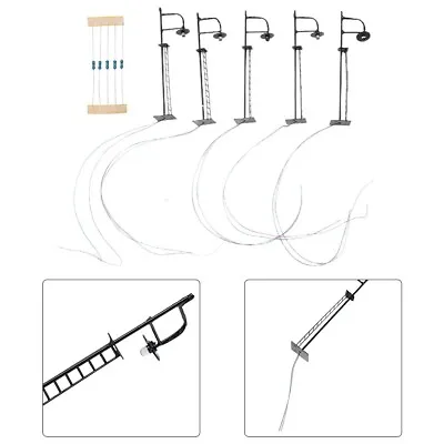 5Pcs N Gauge Yard Lights Model Lamp Posts Ideal For Rail & Building Layouts • £10.99