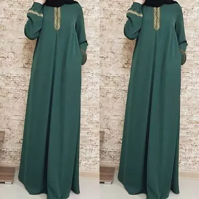 Dubai Turkey Muslim Fashion Hijab Dress Kaftan Islam Clothes African Maxi Robe • £13.81