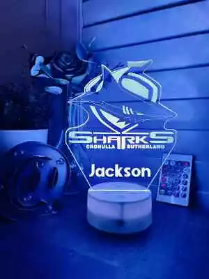 Personalised Cronulla Sharks - Nrl Led Night Light 3d Lamp Children & Baby Room • $41.99