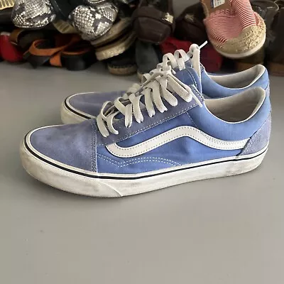 Vans Old Skool Shoes Men's 10 Blue  Suede Leather Low Skate Sneakers • $22