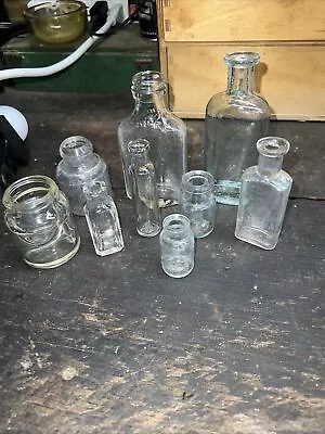 Lot Of 9 Vintage Clear Glass Cork & Screw Top Bottles Small/Medium • $19.99