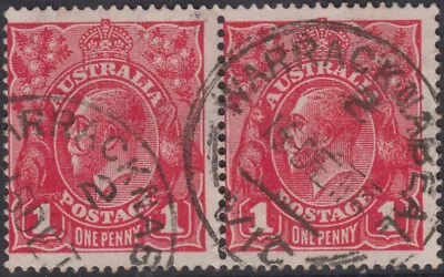$12 • Buy Postmark 1914 Warracknabeal Victoria Australia On Pair 1d Red KGV Perf Stamps   