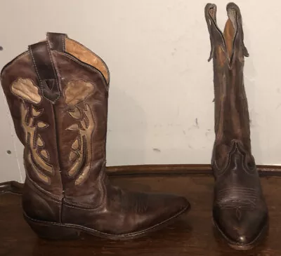 Oak Tree Farms Western Cowboy Women’s Brown Leather Boots Size 6 • $65