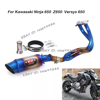 Exhaust Header Pipe Link Muffler Tips For Kawasaki Ninja 650 Z650 Versys 650 • £199.20