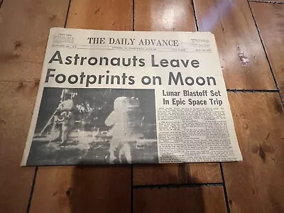 NEWPAPER  ASTRONAUTS LEAVE FOOTPRINT ON MOON” Neil Armstrong July 21 1969 • $29.99