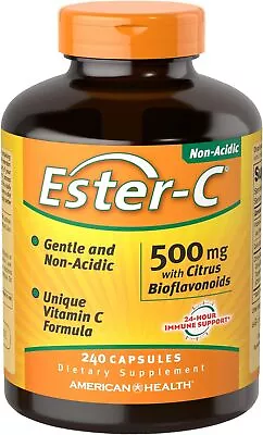 American Health Ester-C 500 Mg With Citrus Bioflavonoids - 240 Capsules - Gentle • $40.29