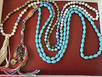 Chan Luu Turquoise Scarab Tassel Necklace! & Beaded Gemstone Necklace ! LOT • $89.99