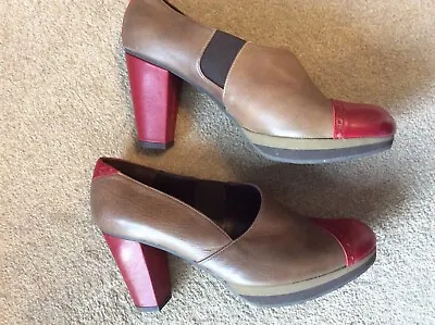 £80 • Buy Excellent Condition Audley Brown+red Leather Slip On Heels EU 39.5
