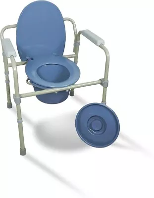 Bedside Commode Chair Height Adjustable Toilet Seat And Lid Chamber Pot • £39.99