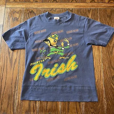 VTG Notre Dame Fighting Irish 90’s USA T Shirt Size Large Single Stitch Blue • $19.95
