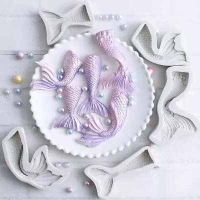 5 Pack Mermaid Tail Silicone Mold Cake Fondant Mold For Cake Decoration Ch... • $33.62