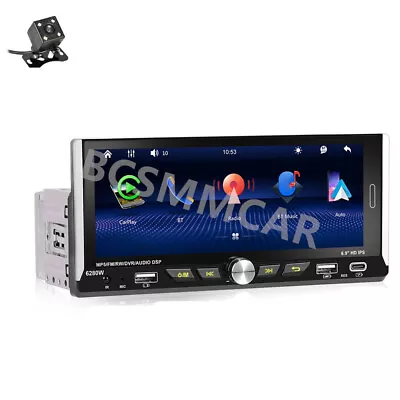 Stereo Car Radio 1 Din 6.9in Touch Screen Carplay Bluetooth Player W/Camera • $100.89