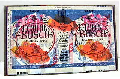 Vintage Busch Bavarian / Michelob Unrolled Flat Beer Can Error Label Sheet Sign • $26.99