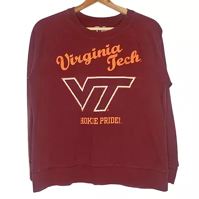 Virginia Tech Hokie Pride Womens Large Shirt Long Sleeve Maroon Cotton L • $12.74