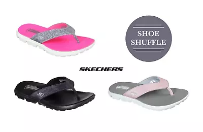 Skechers On The Go Flow Light Weight Cloth Toe Comfort Thong Slipper Flip Flops • £24.99