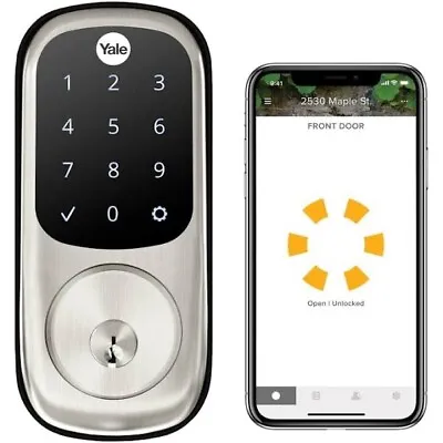 🔒📱NEW Yale Touchscreen Smart Lock W/ Wifi & Bluetooth Nickel $250 Value 🔥🔥 • $142.95