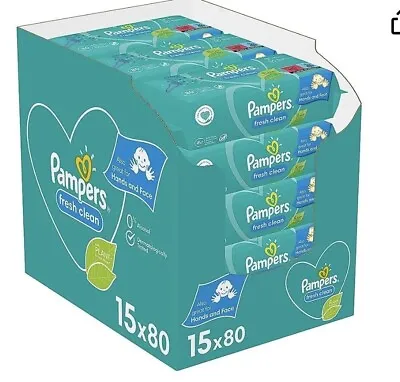 Pampers Baby Wipes Multipack Fresh Clean 1200 Wet 80 Count (Pack Of 15)  • £35.99