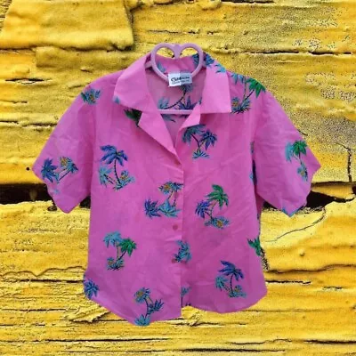 Vintage Pink Hawaiian Style Shirt By California Connection Inc. Size Small • $15.99
