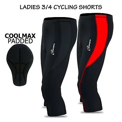 Ladies Cycling Shorts Leggings 3/4 Padded Three Quarter Shorts Women Tights NEW  • £12.99