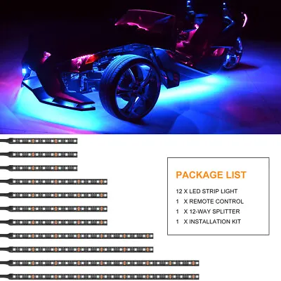 For Polaris Slingshot 12pcs Motorcycle RGB LED Neon Under Glow Light Strip Kits • $39.39