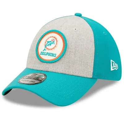  Miami Dolphins New Era Gray/Aqua 2022 Sideline 39THIRTY Historic Flex Hat • $29.99