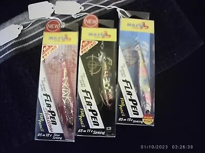 3 Maria Japan Fla-Pen Flap Pencil Lures NIP 3 Colors & Sizes • $42.99