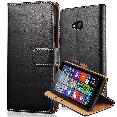 LUXURY REAL LEATHER WALLET STAND CASE CARD POCKET FOR Microsoft NOKIA LUMIA 550 • £4.21